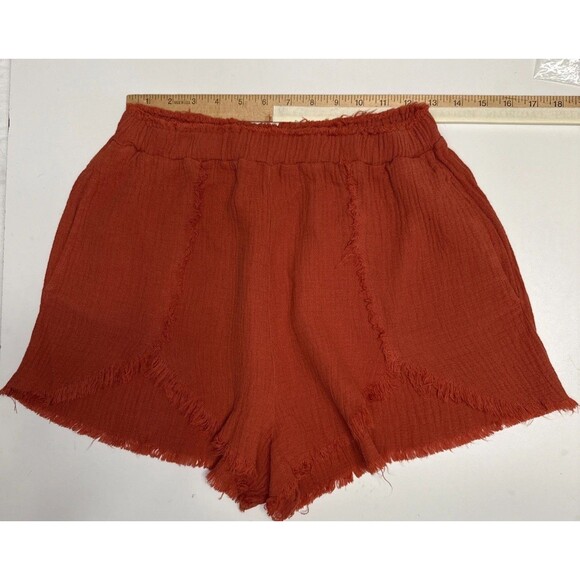 Blank NYC Small Shorts Sunset Escape Short Crinkle Cotton Amber Orange NWT - Picture 3 of 7